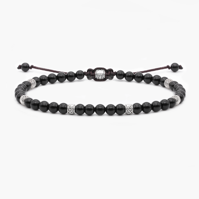 4mm "Macramé" Bracelet (Black Onyx)-Kompsós