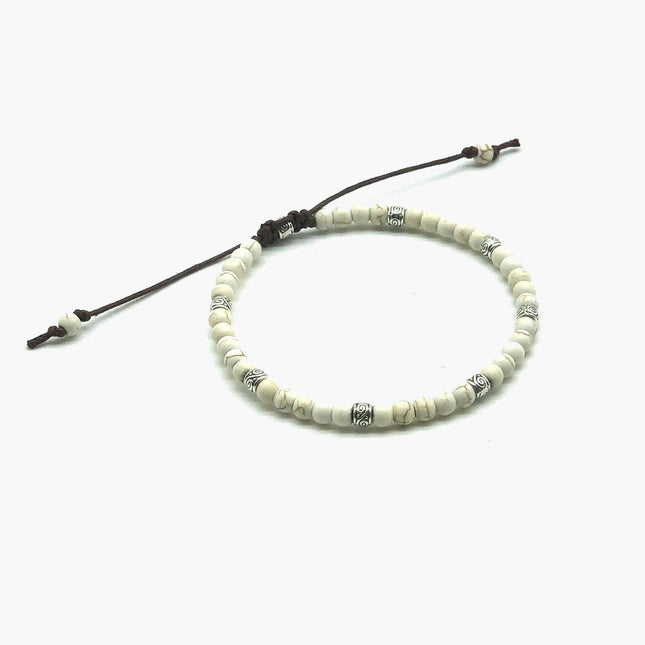 4mm "Macramé" Bracelet (Howlite)-Kompsós