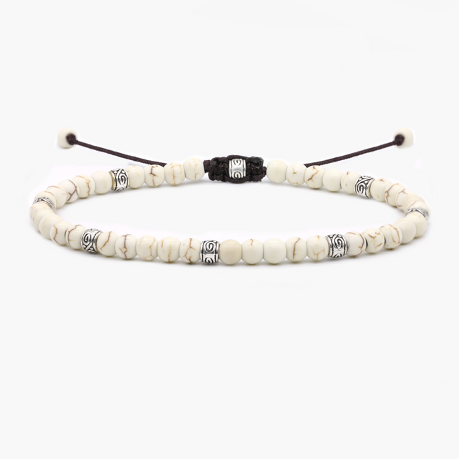 4mm "Macramé" Bracelet (Howlite)-Kompsós