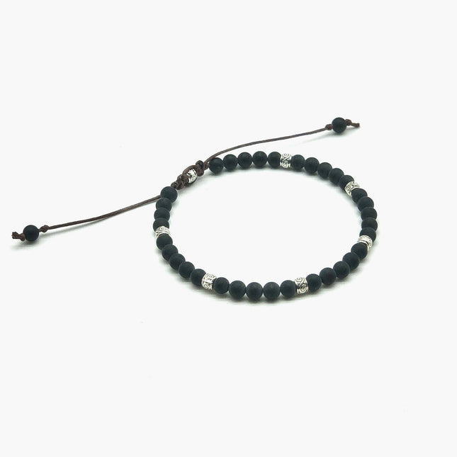 4mm "Macramé" Bracelet (Matte Onyx)-Kompsós