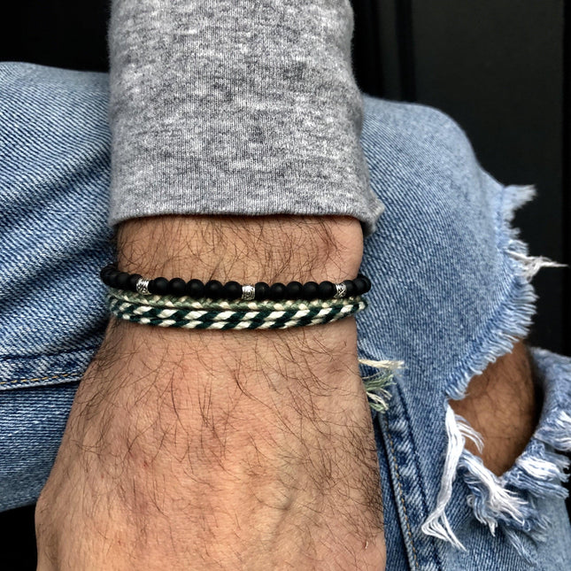 4mm "Macramé" Bracelet (Matte Onyx)-Kompsós