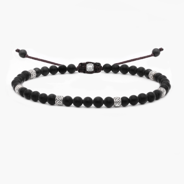 4mm "Macramé" Bracelet (Matte Onyx)-Kompsós