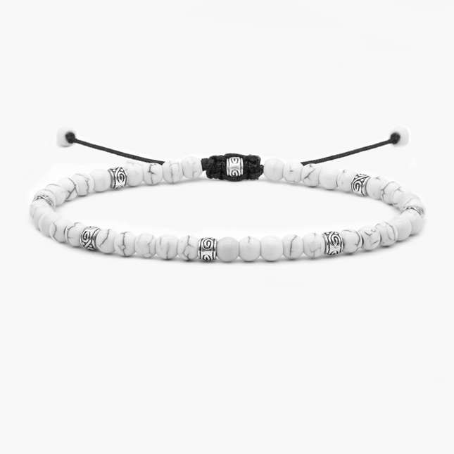 4mm "Macramé" Bracelet (White Howlite)-Kompsós