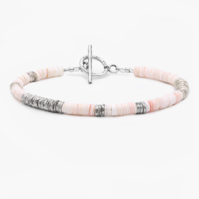 4mm "Rodeo" Bracelet (Light Shell/Silver)-Kompsós