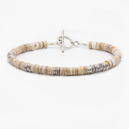 4mm Shell "Rodeo" Bracelet (Shell/Silver)-Kompsós