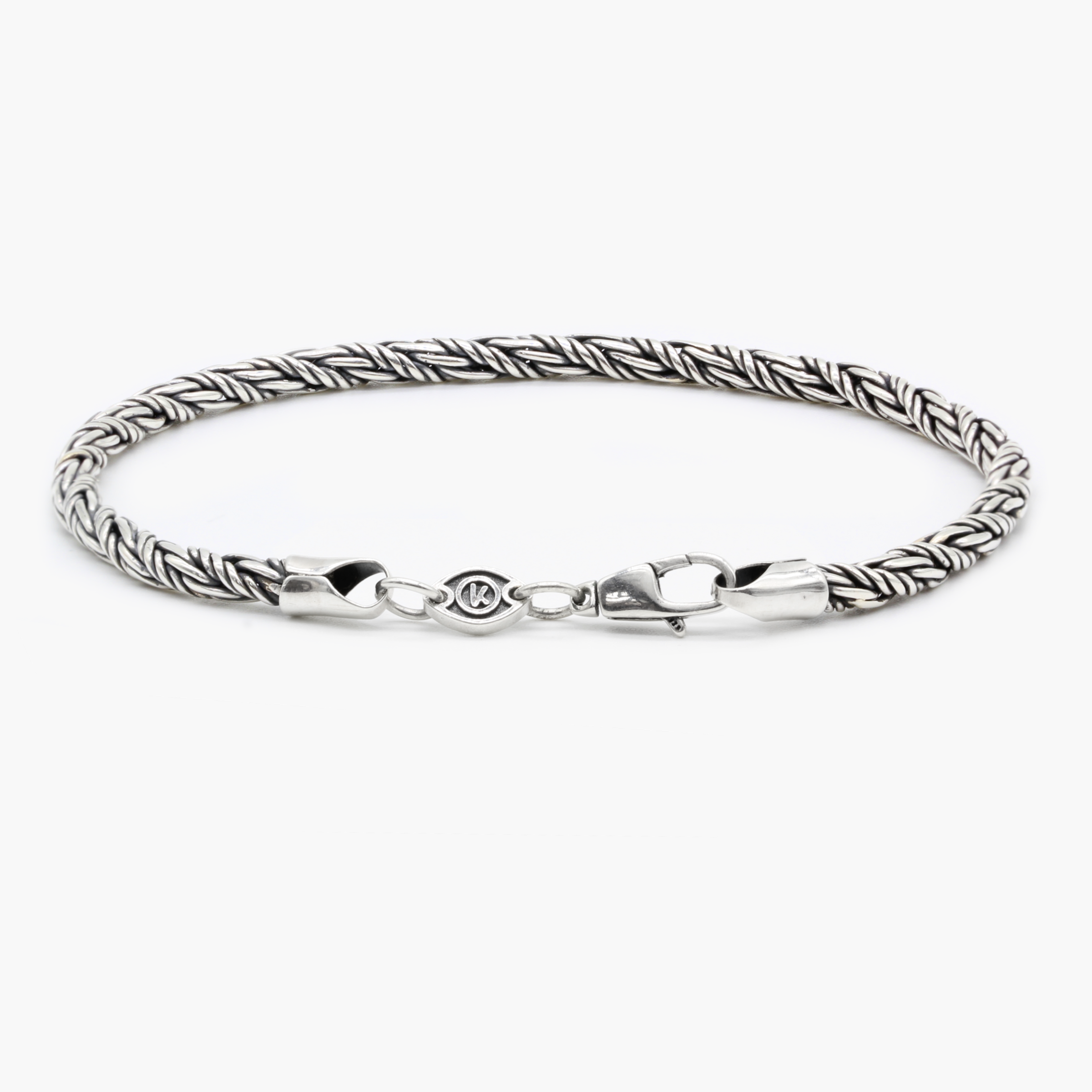 4mm Sterling Silver Braided Chain Bracelet-Jewelry-Kompsós