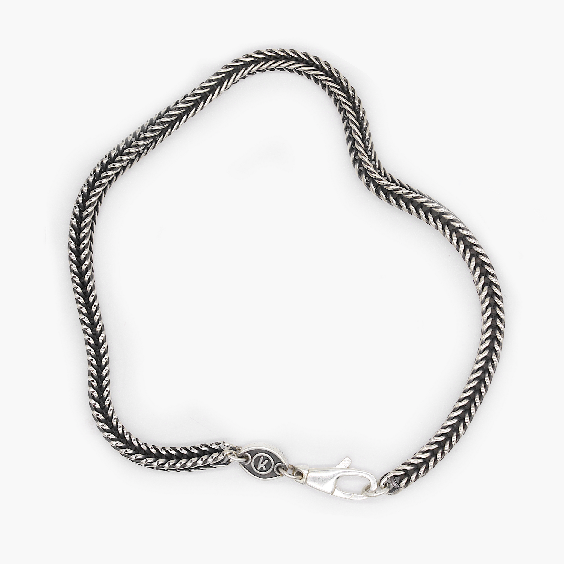 4mm Sterling Silver Fox Tail Chain Bracelet-Jewelry-Kompsós