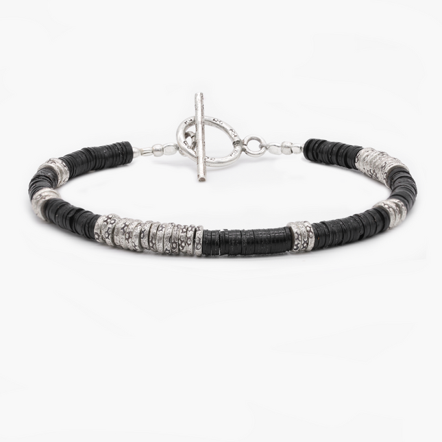 4mm Vinyl "Rodeo" Bracelet (Black/Silver)-Kompsós