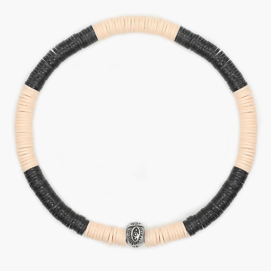 5mm Vinyl Beads Bracelet (Cream/Black)-Kompsós