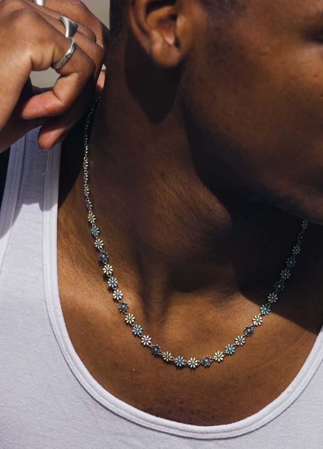 6mm Assorted Daisy Sterling Silver Necklace-Necklace-Kompsós