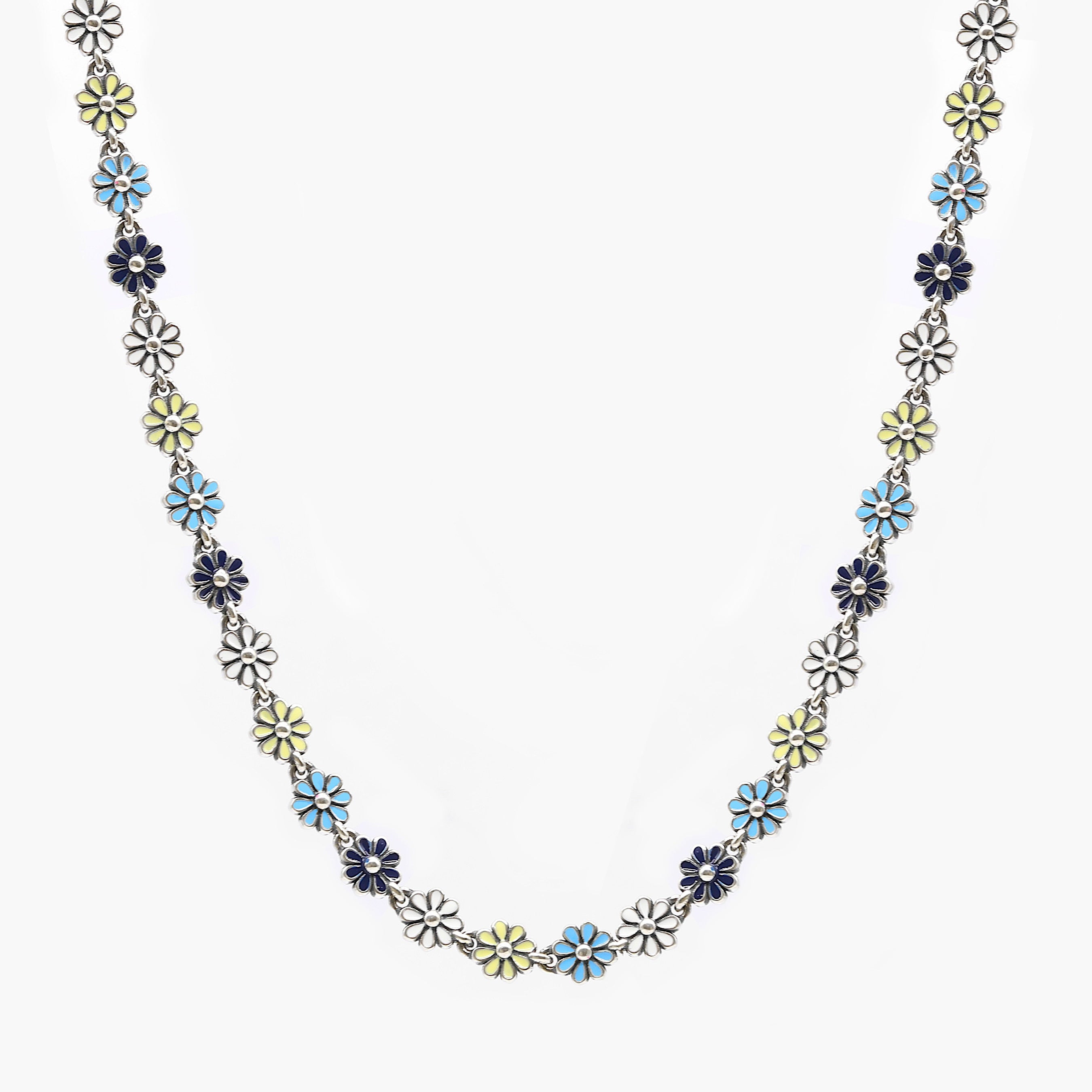 6mm Assorted Daisy Sterling Silver Necklace-Necklace-Kompsós