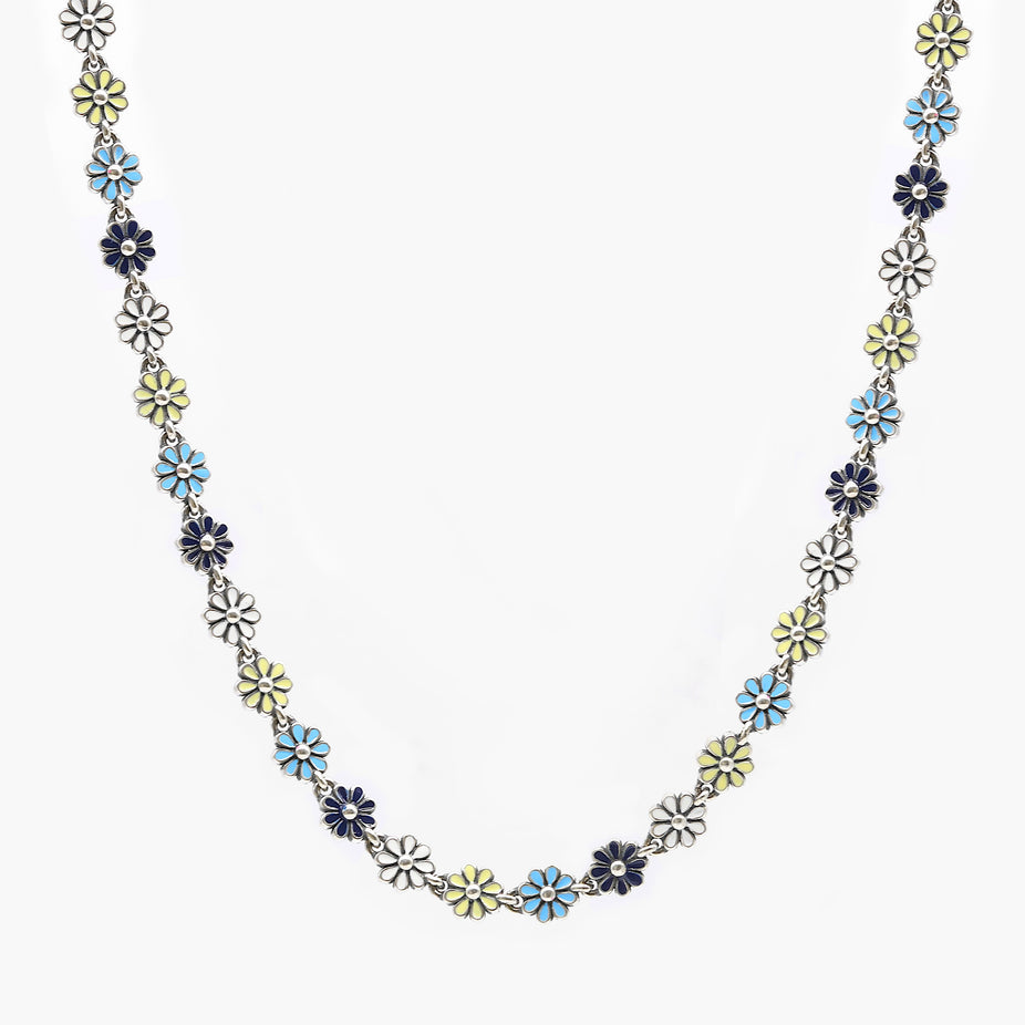 6mm Assorted Daisy Sterling Silver Necklace-Necklace-Kompsós