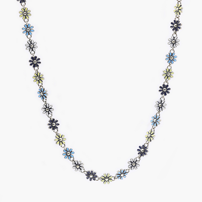 6mm Assorted Daisy Sterling Silver Necklace-Necklace-Kompsós