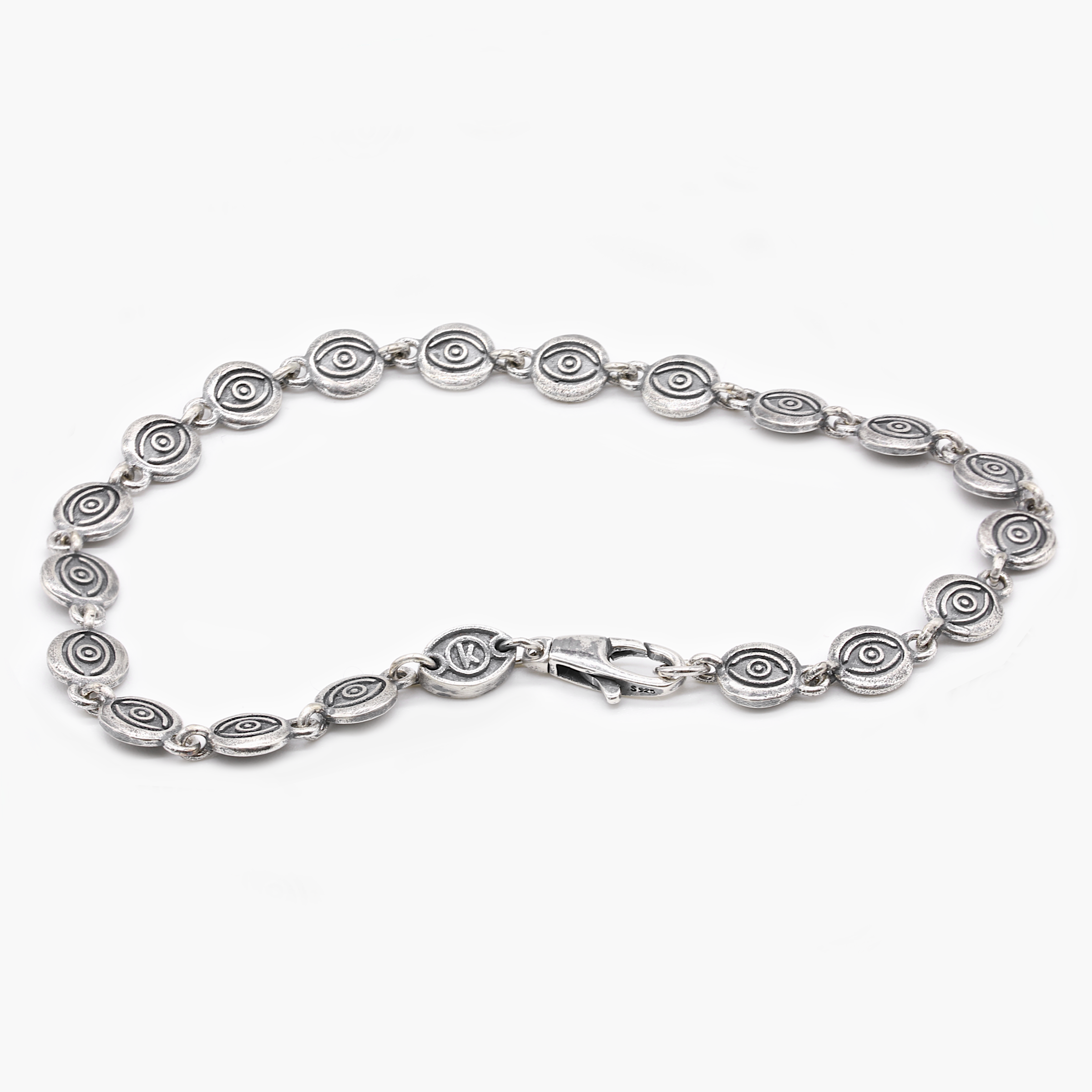 6mm Sterling Silver Evil Eye Bracelet-Bracelet-Kompsós