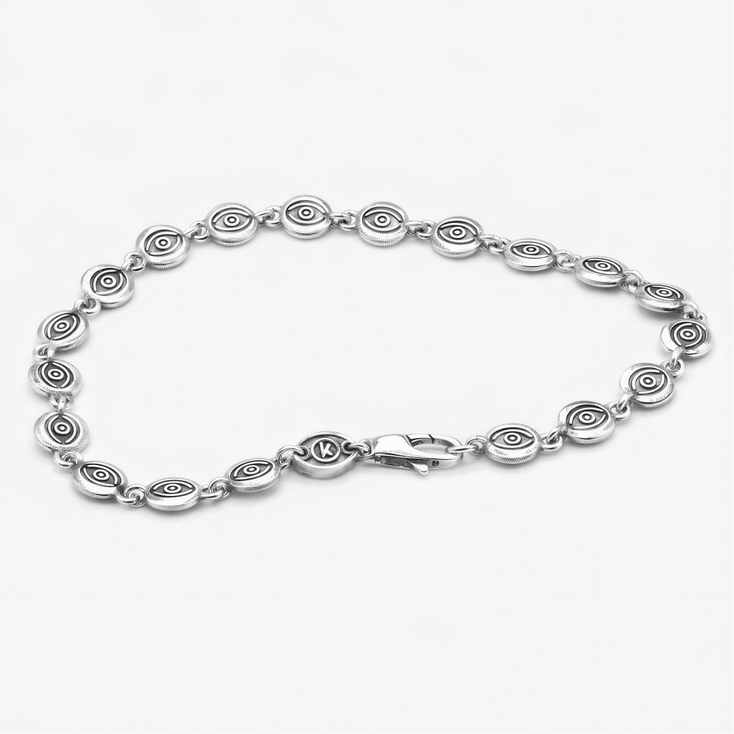 6mm Sterling Silver Evil Eye Bracelet-Bracelet-Kompsós