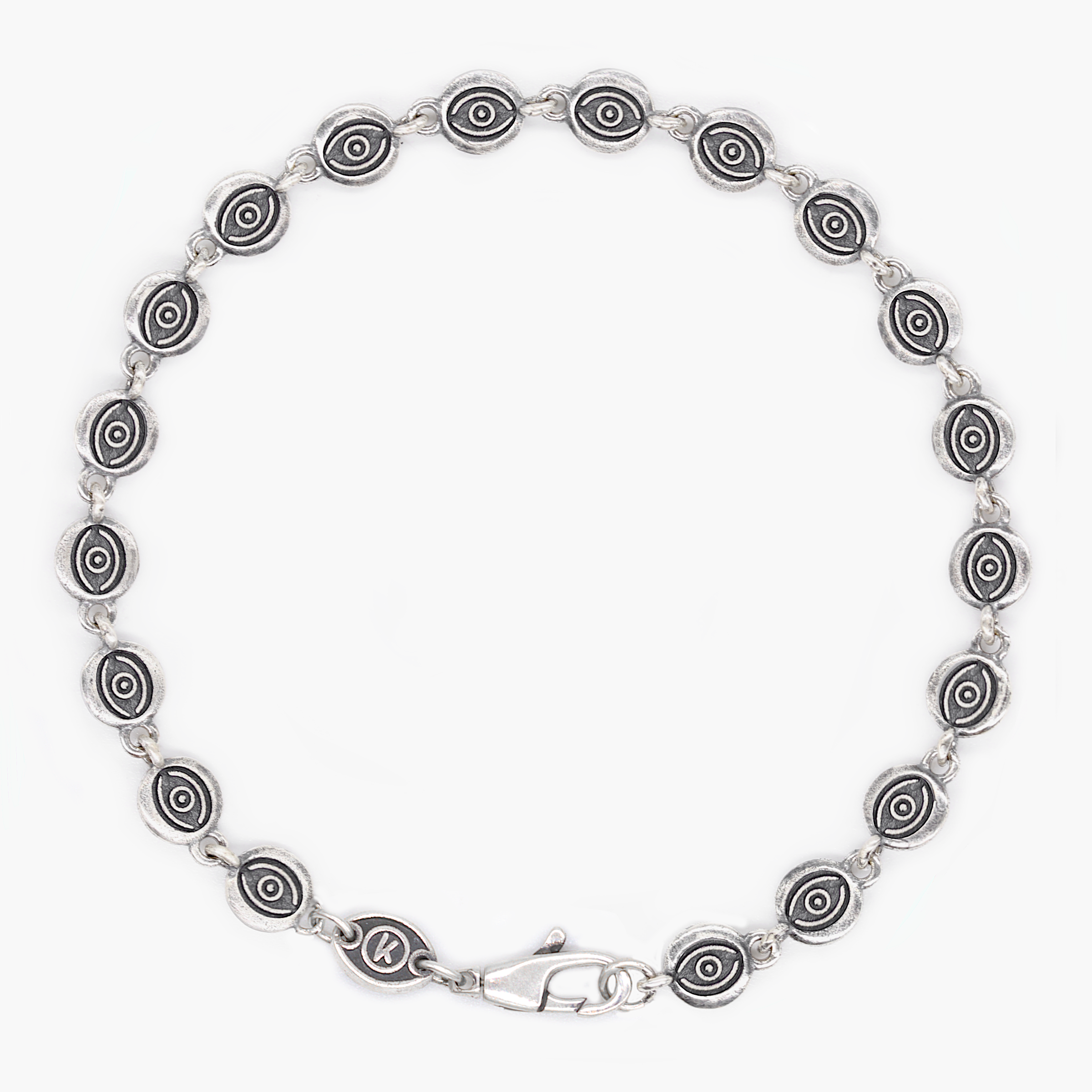 6mm Sterling Silver Evil Eye Bracelet-Bracelet-Kompsós