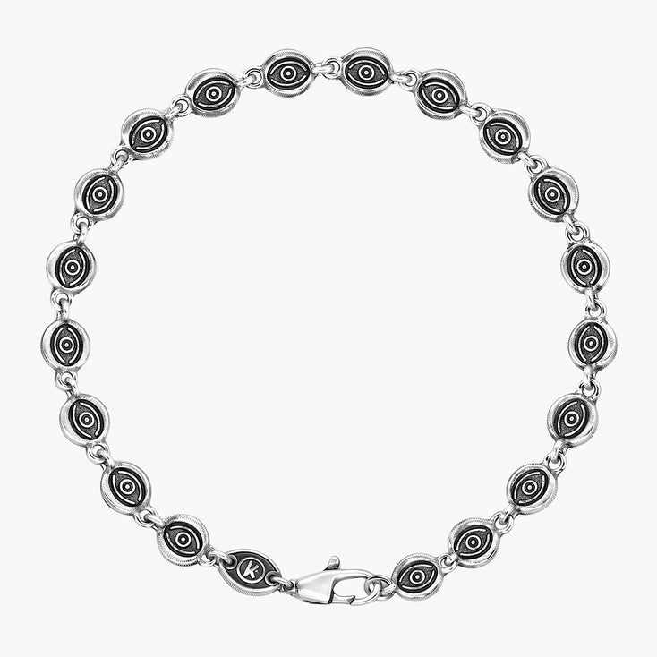 6mm Sterling Silver Evil Eye Bracelet-Bracelet-Kompsós