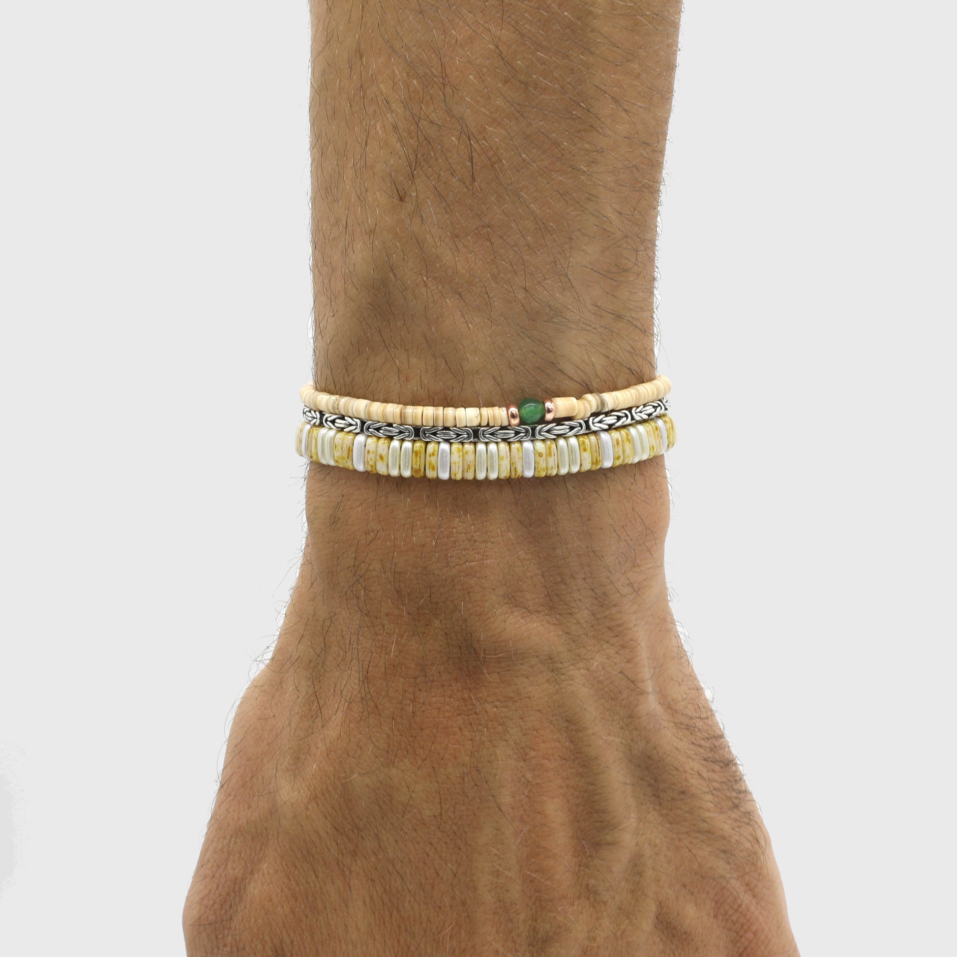Adjustable Bracelet With Assorted Glass Beads (Sand)-Kompsós