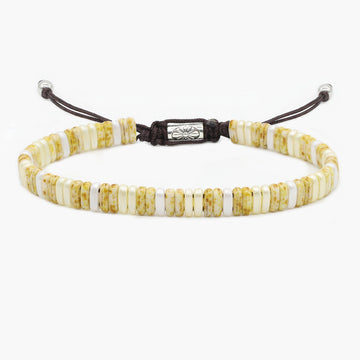 Adjustable Bracelet With Assorted Glass Beads (Sand)-Kompsós