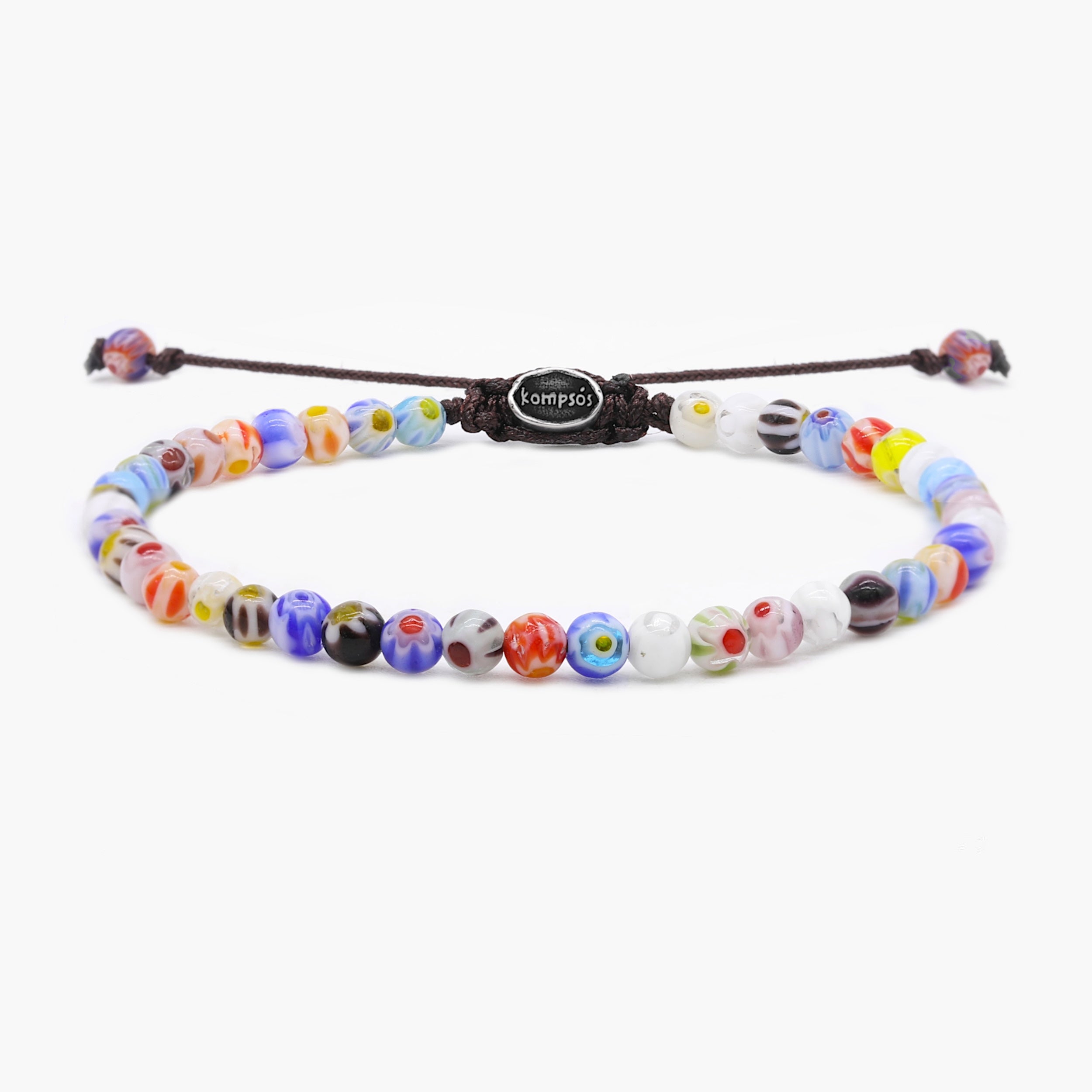 Adjustable Bracelet With Venetian Vintage Glass Beads-Bracelet-Kompsós