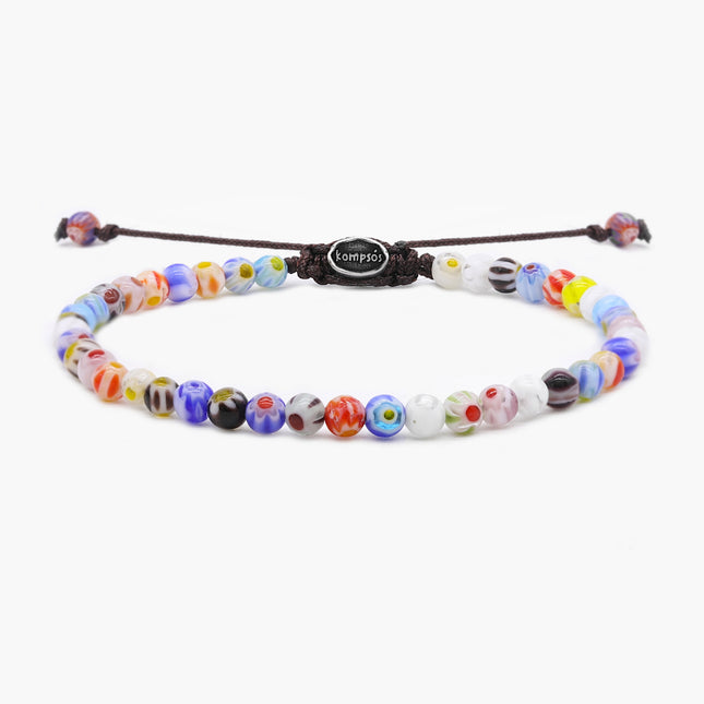 Adjustable Bracelet With Venetian Vintage Glass Beads-Bracelet-Kompsós