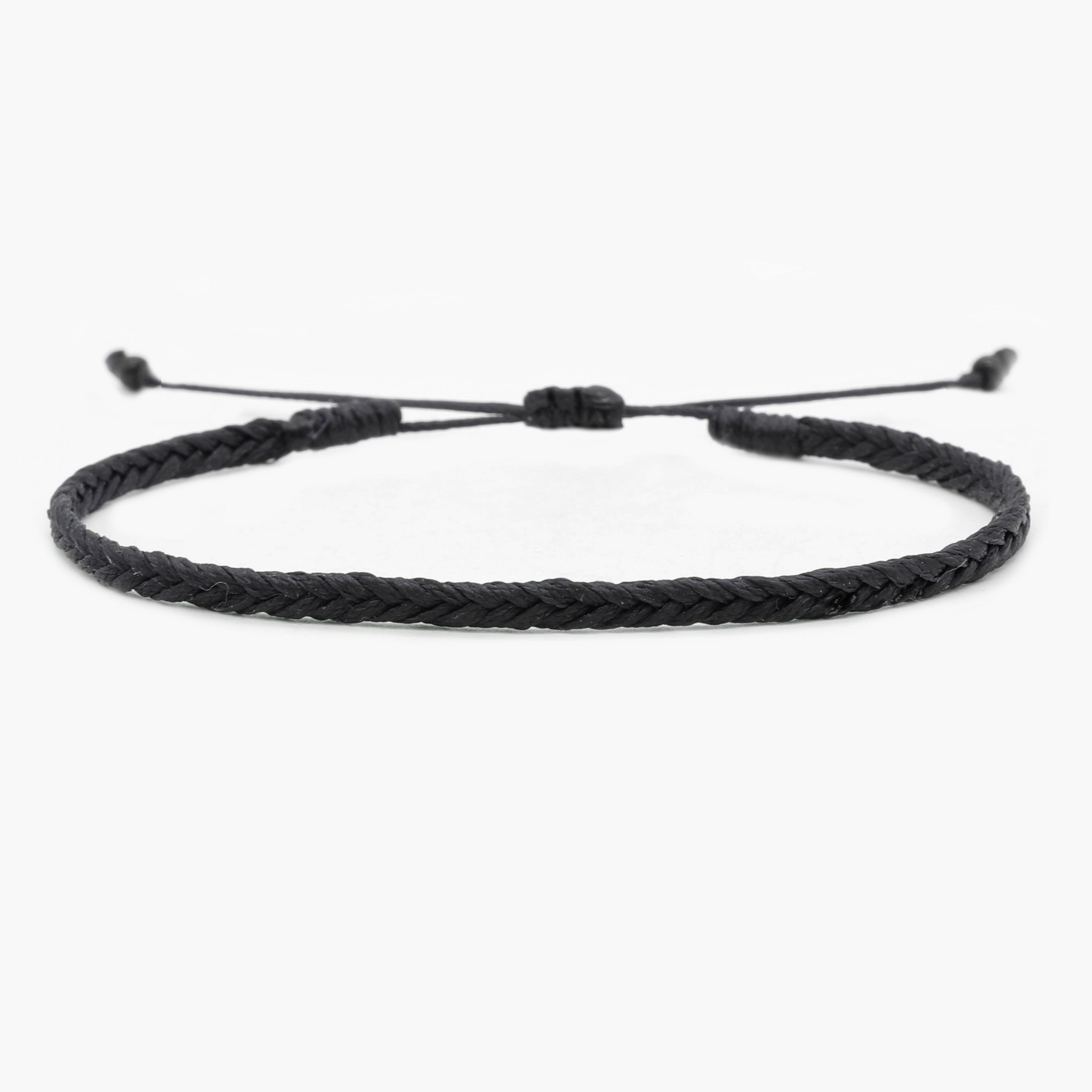 Adjustable Mini Braided Bracelet (Black)-Bracelet-Kompsós