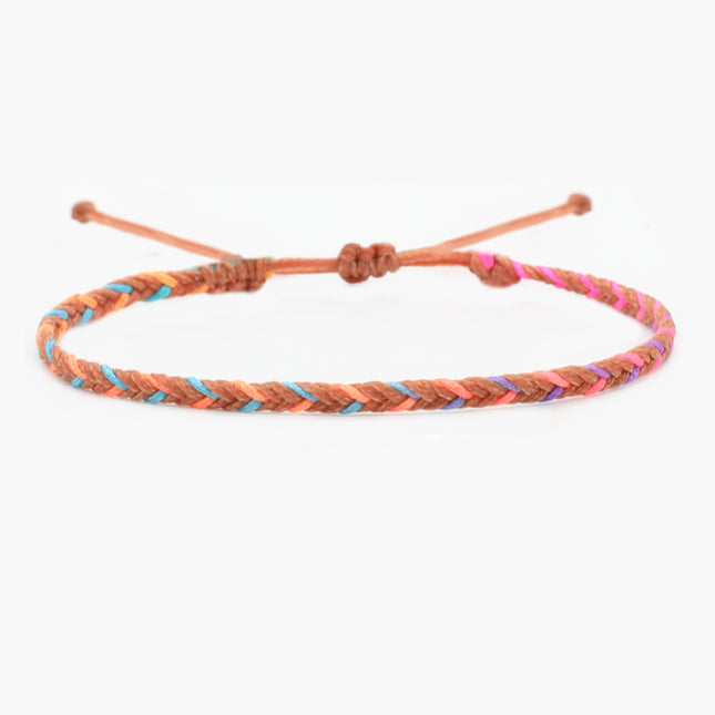 Adjustable Mini Braided Bracelet (Coral/Blue)-Bracelet-Kompsós