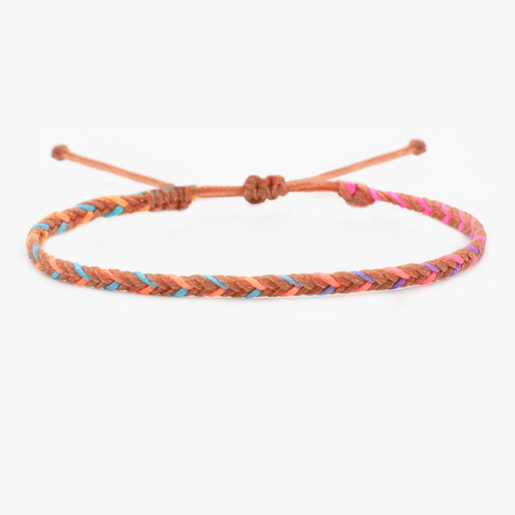 Adjustable Mini Braided Bracelet (Coral/Blue)-Bracelet-Kompsós