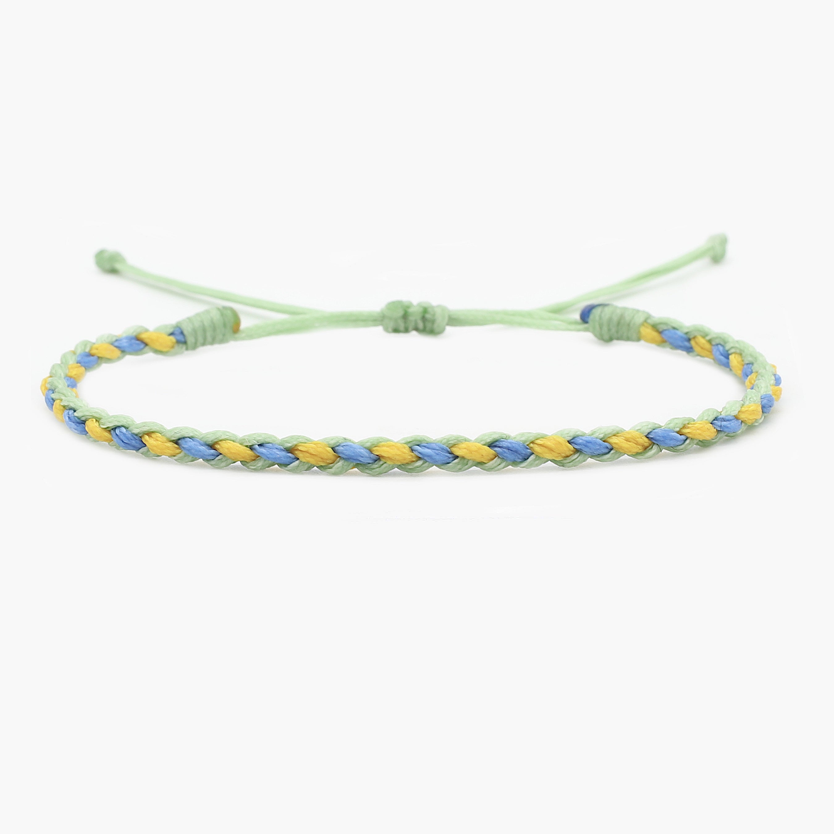 Adjustable Mini Braided Bracelet (Green/Blue/Yellow)-Bracelet-Kompsós