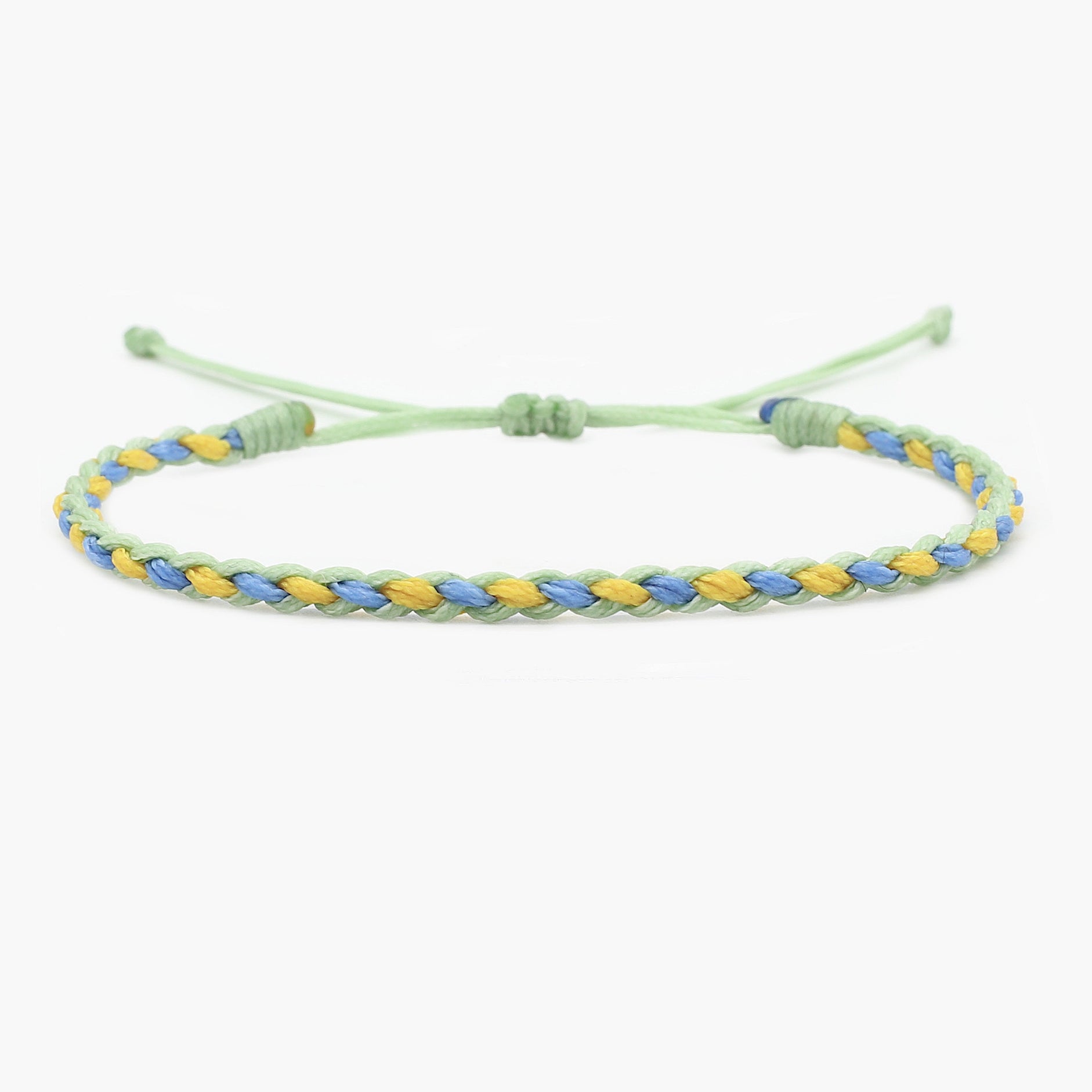 Adjustable Mini Braided Bracelet (Green/Blue/Yellow)-Bracelet-Kompsós