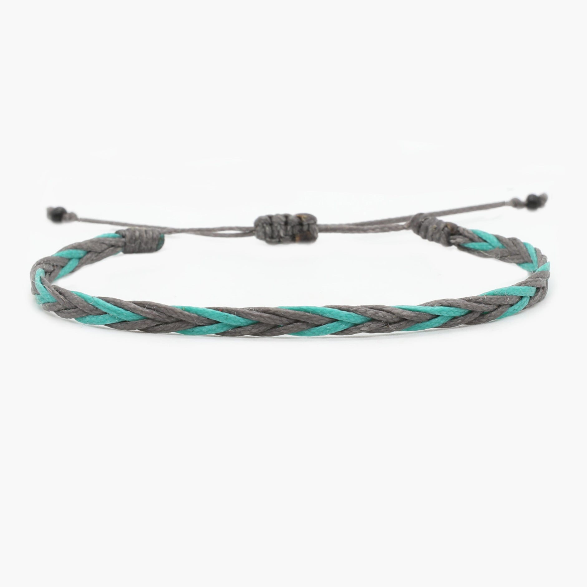 Adjustable Mini Braided Bracelet (Grey/Turquoise)-Bracelet-Kompsós