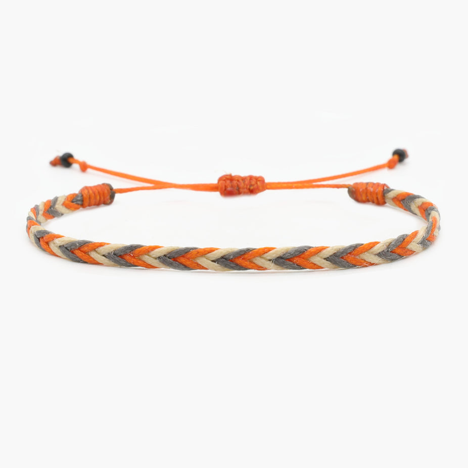 Adjustable Mini Braided Bracelet (Orange Grey)-Bracelet-Kompsós