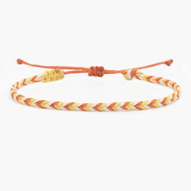 Adjustable Mini Braided Bracelet (Orange/Yellow)-Bracelet-Kompsós