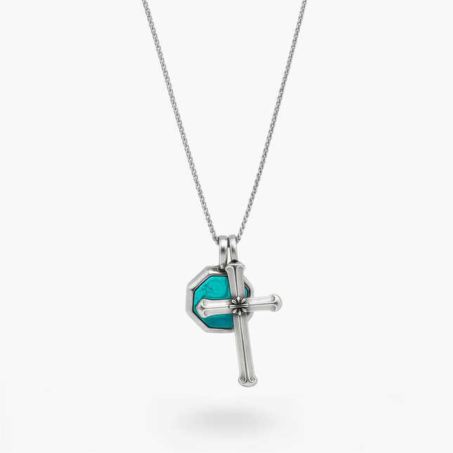 Antique Silver "Francis" Necklace (Turquoise)-Necklace-Kompsós