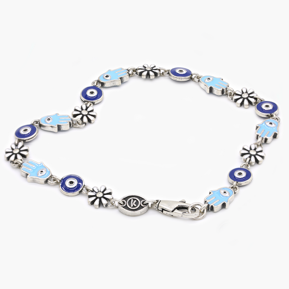 Assorted Charms Sterling Silver Bracelet-Bracelet-Kompsós