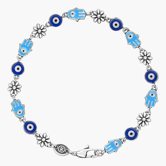 Assorted Charms Sterling Silver Bracelet-Bracelet-Kompsós