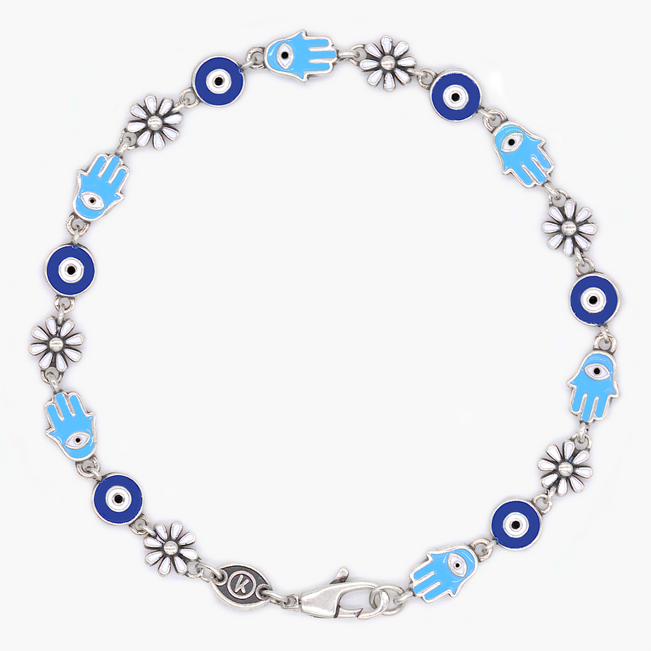 Assorted Charms Sterling Silver Bracelet-Bracelet-Kompsós