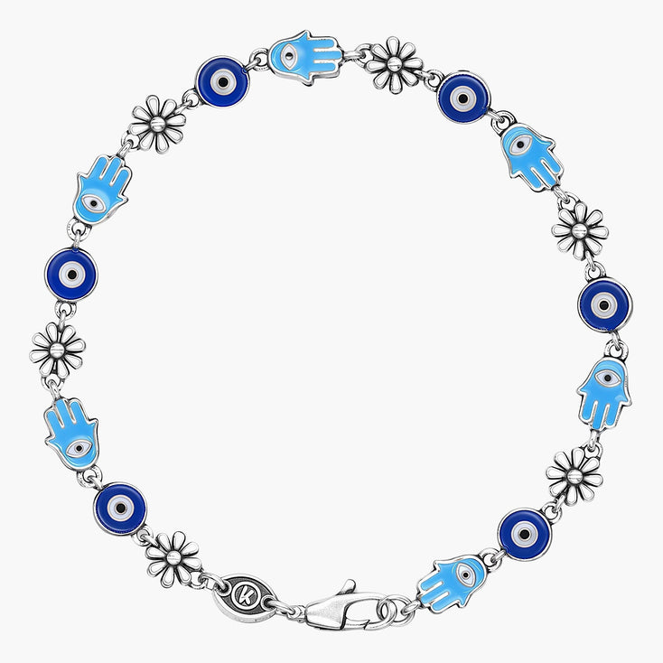 Assorted Charms Sterling Silver Bracelet-Bracelet-Kompsós