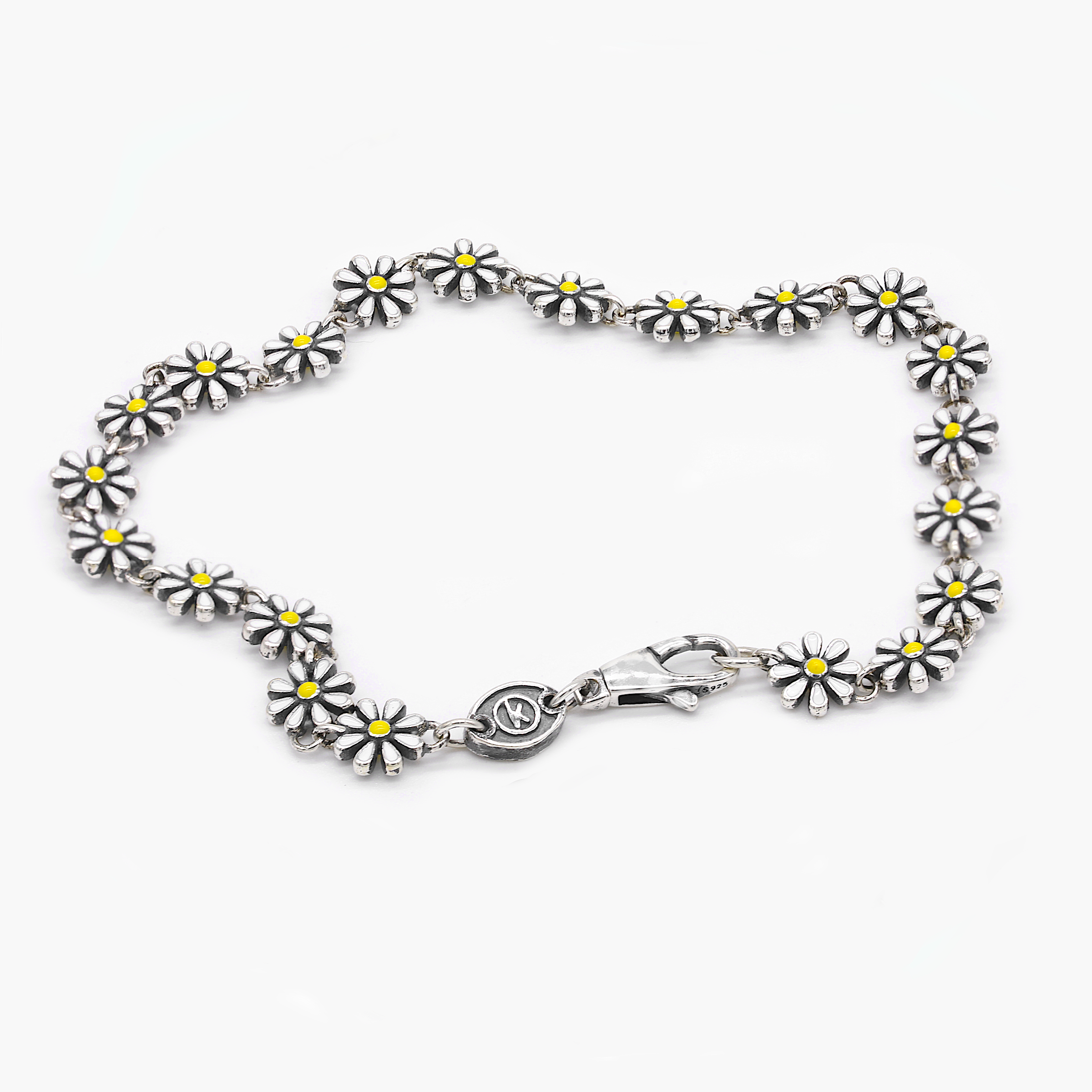 Assorted Daisy Sterling Silver Chain Bracelet-Bracelet-Kompsós