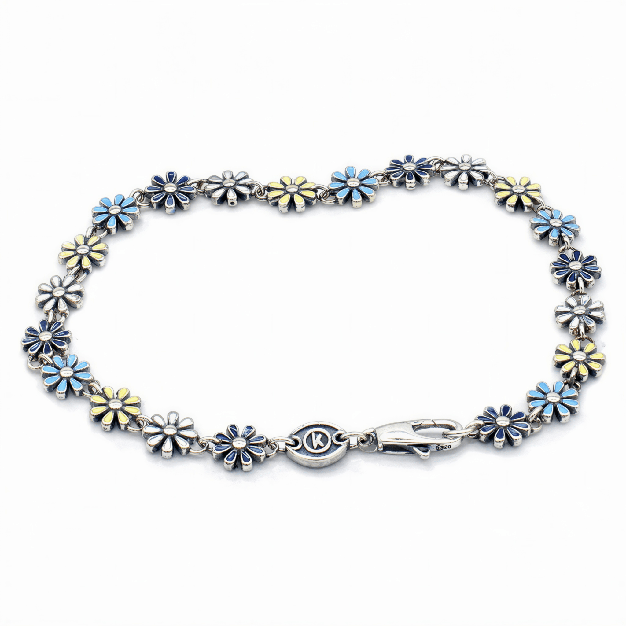 Assorted Daisy Sterling Silver Chain Bracelet-Bracelet-Kompsós