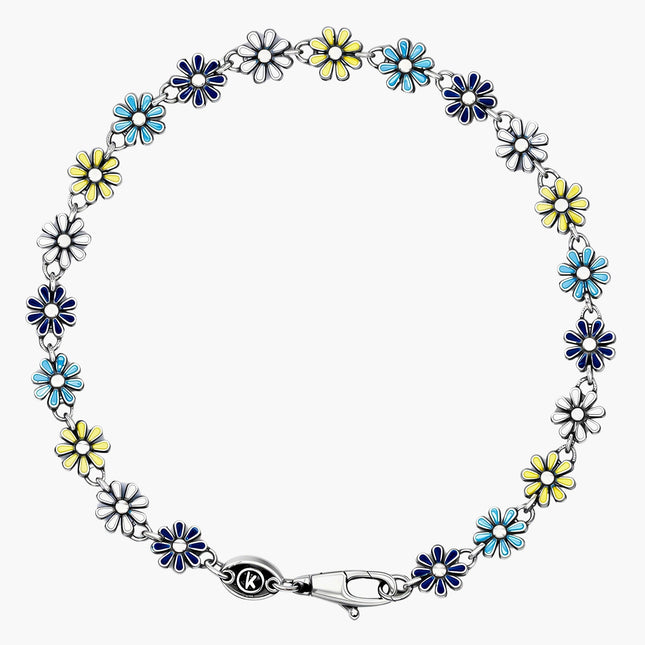Assorted Daisy Sterling Silver Chain Bracelet-Bracelet-Kompsós