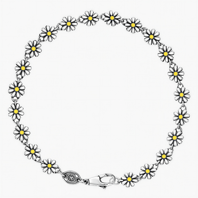 Assorted Daisy Sterling Silver Chain Bracelet-Bracelet-Kompsós