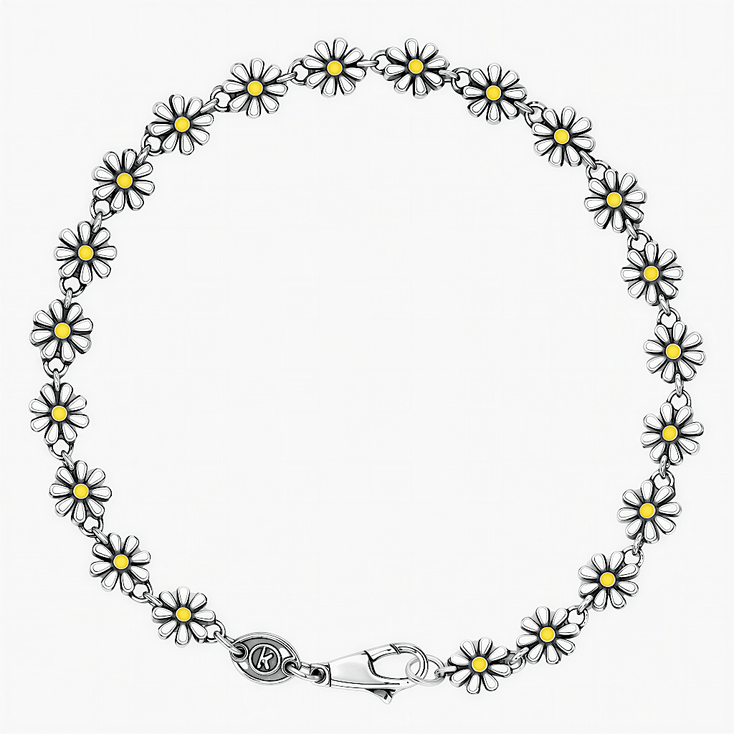 Assorted Daisy Sterling Silver Chain Bracelet-Bracelet-Kompsós