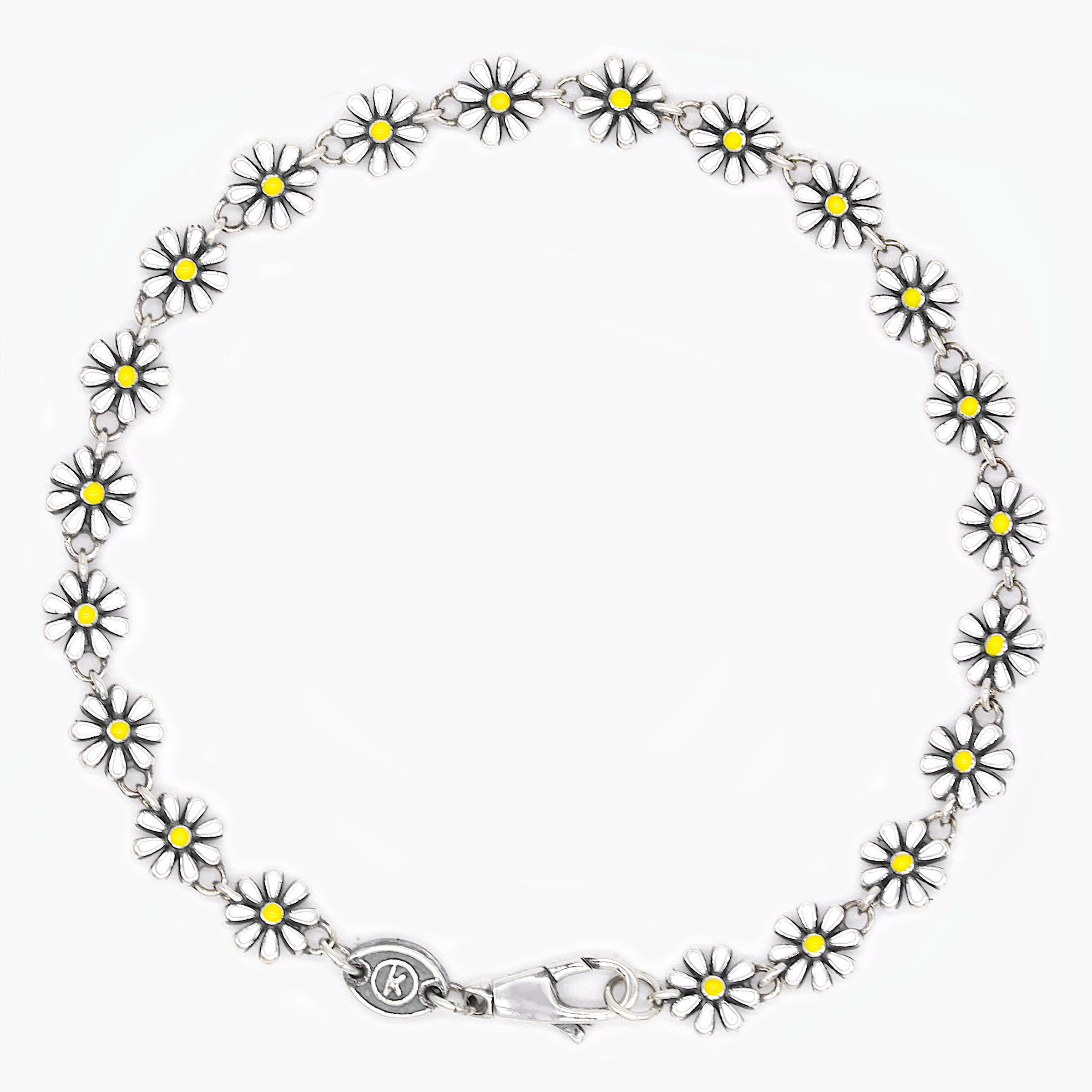 Assorted Daisy Sterling Silver Chain Bracelet-Bracelet-Kompsós