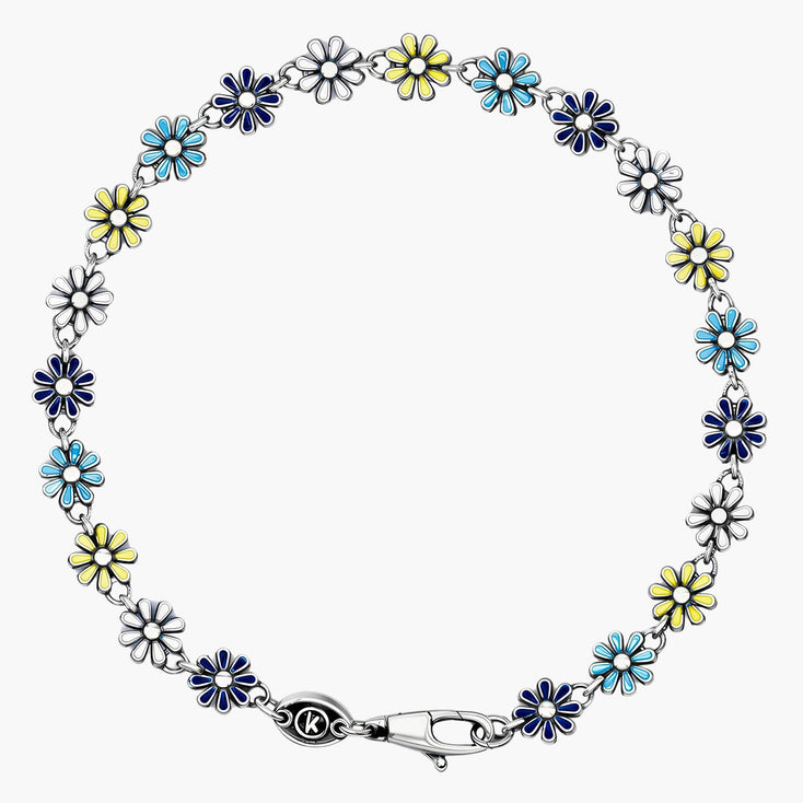 Assorted Daisy Sterling Silver Chain Bracelet-Bracelet-Kompsós