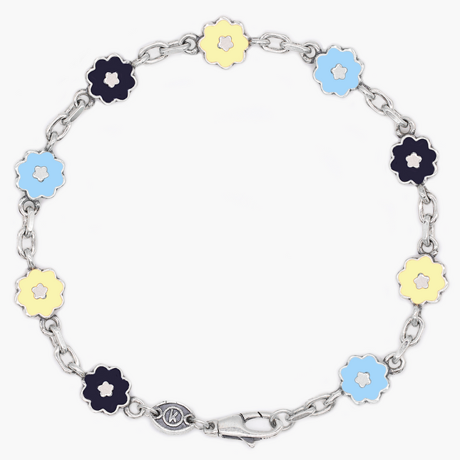 Assorted Flowers Sterling Silver Chain Bracelet-Bracelet-Kompsós