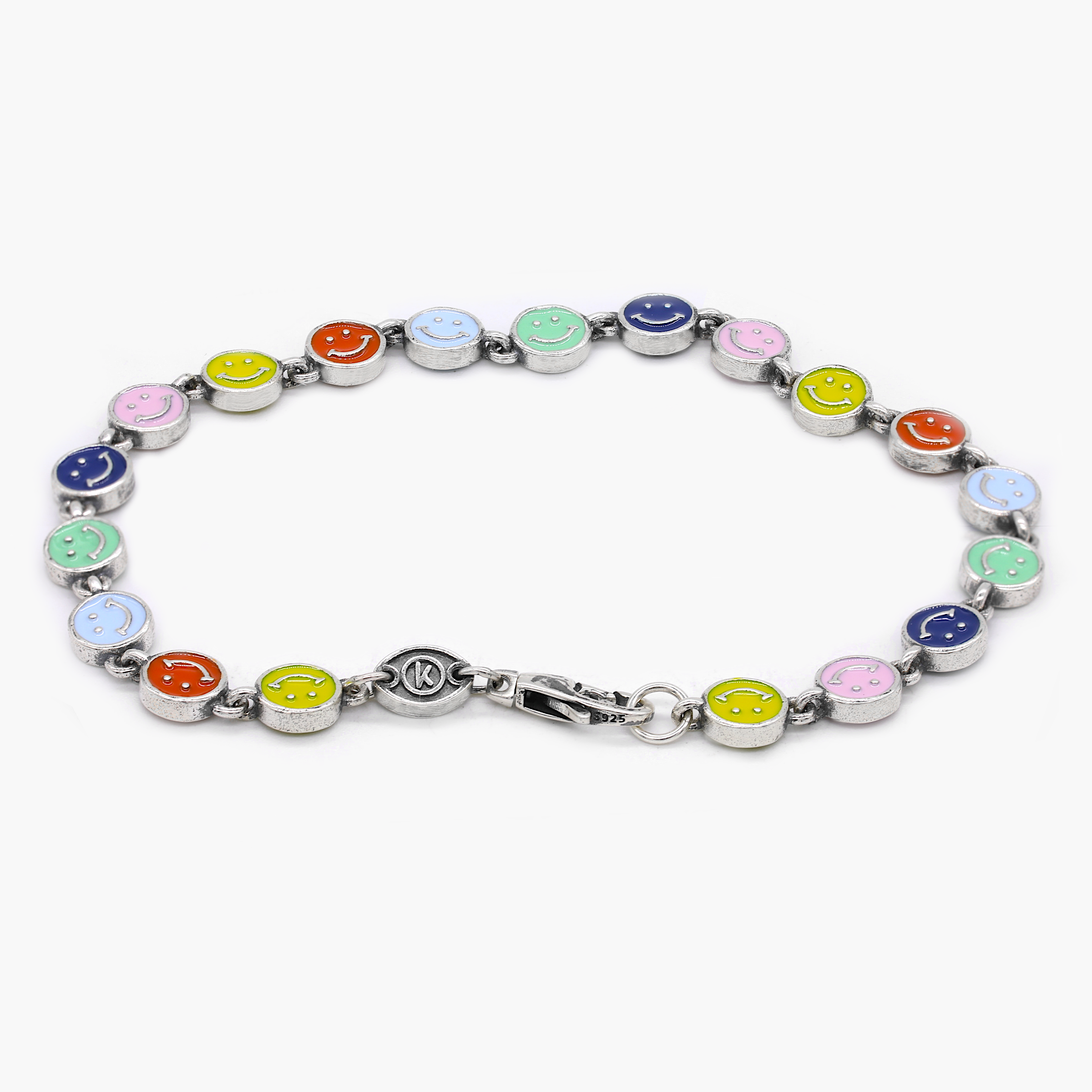 Assorted Smiley Sterling Silver Chain Bracelet-Bracelet-Kompsós