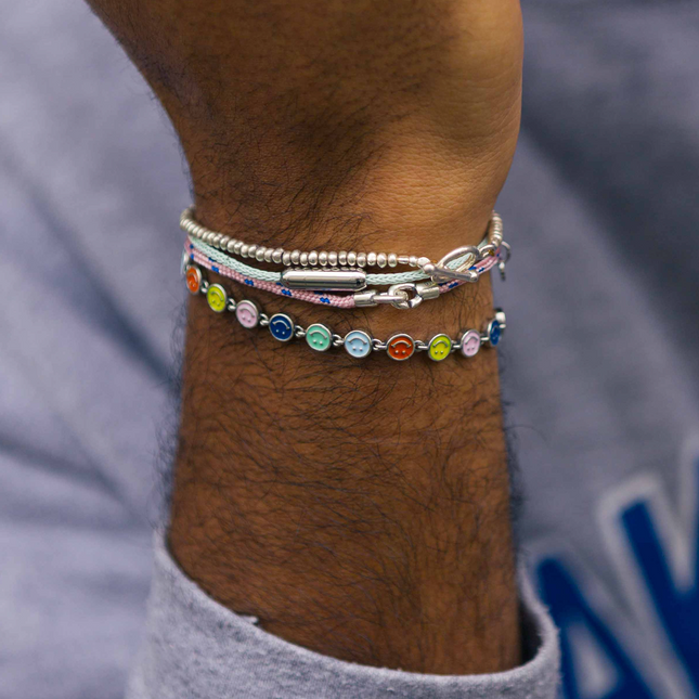 Assorted Smiley Sterling Silver Chain Bracelet-Bracelet-Kompsós