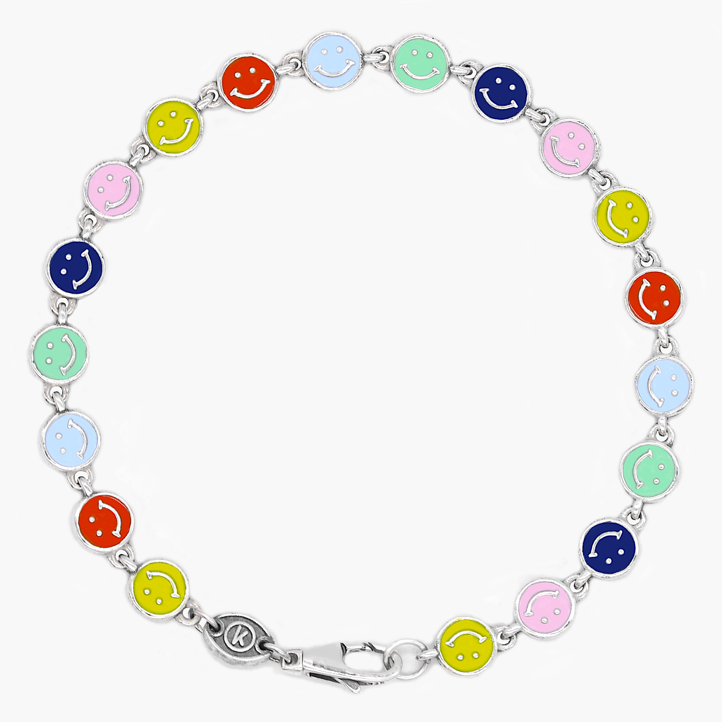 Assorted Smiley Sterling Silver Chain Bracelet-Bracelet-Kompsós