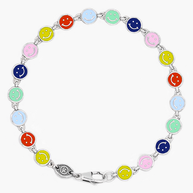 Assorted Smiley Sterling Silver Chain Bracelet-Bracelet-Kompsós